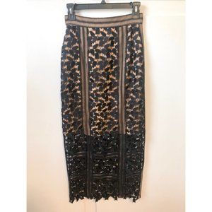 Self-Portrait Black Lace Midi Skirt